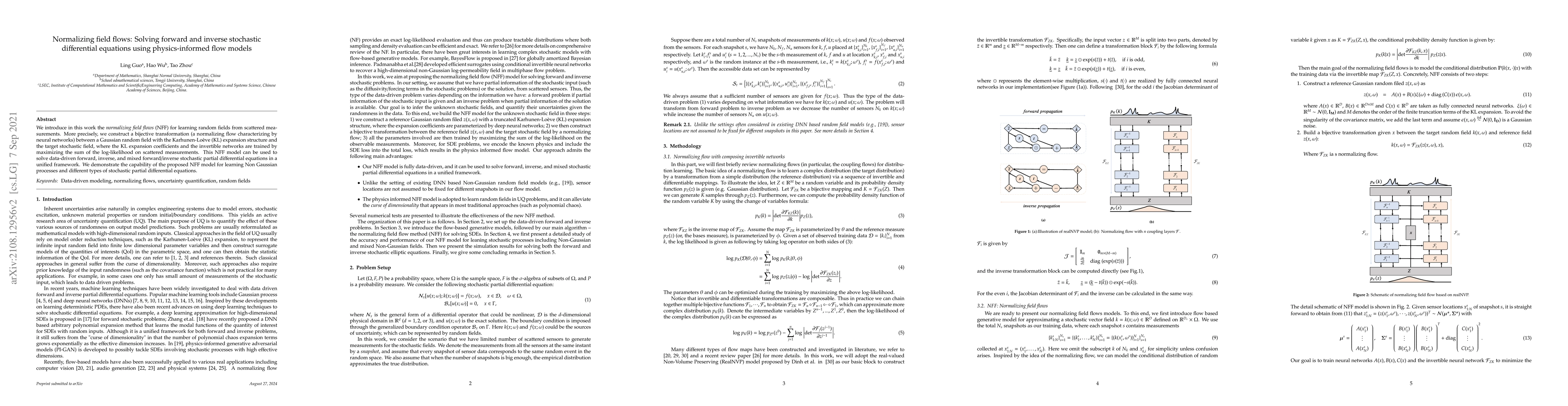Thumbnail for Normalizing field flows: Solving forward and inverse stochastic
  differential equations using physics-informed flow models