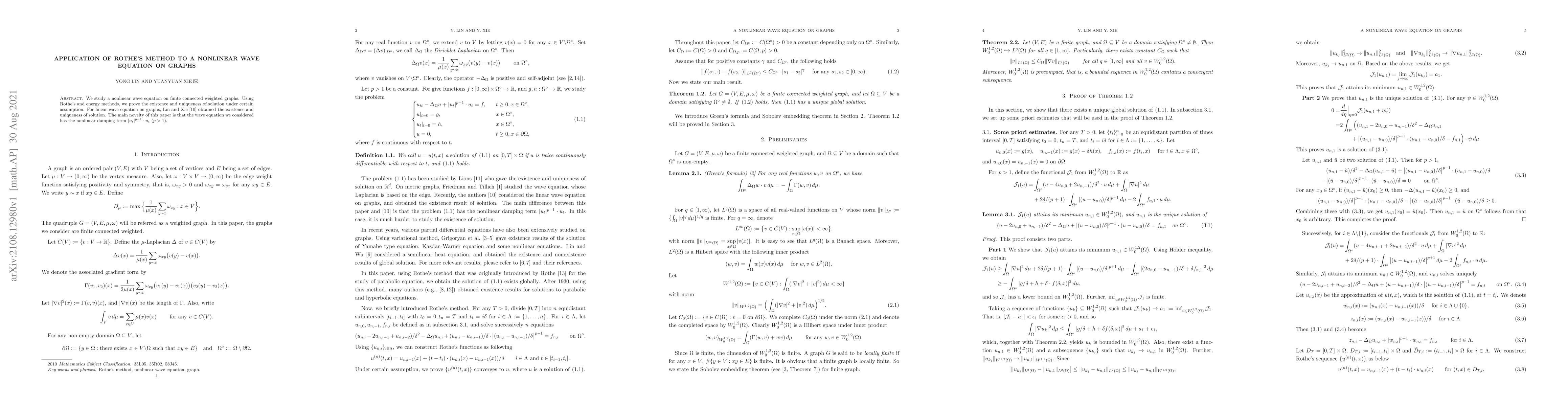 Thumbnail for Application of Rothe's method to a nonlinear wave equation on graphs