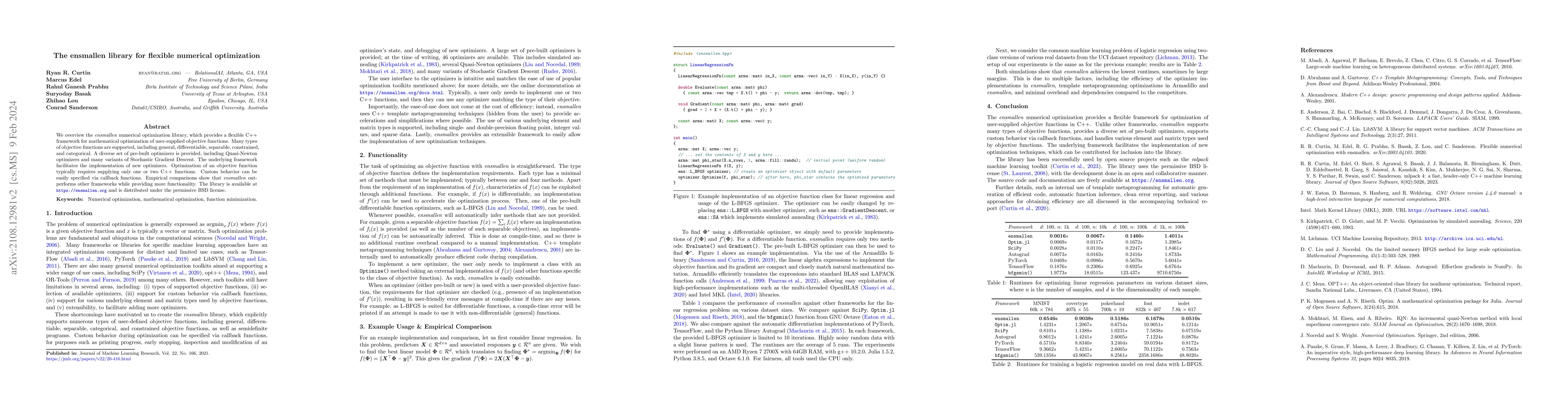 Thumbnail for The ensmallen library for flexible numerical optimization