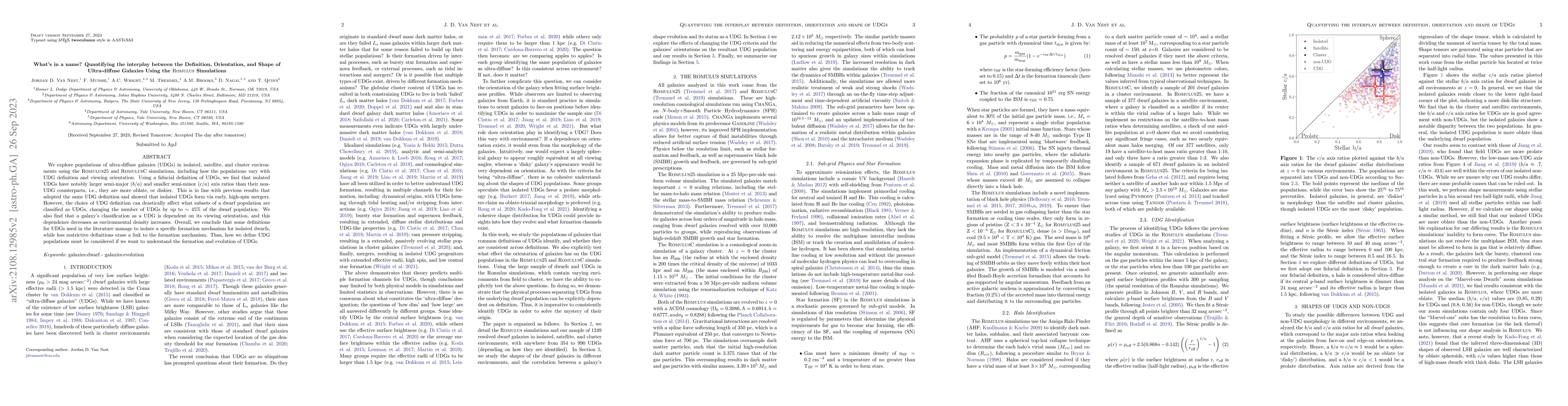 Thumbnail for What's in a name? Quantifying the interplay between the Definition,
  Orientation, and Shape of Ultra-diffuse Galaxies Using the Romulus
  Simulations