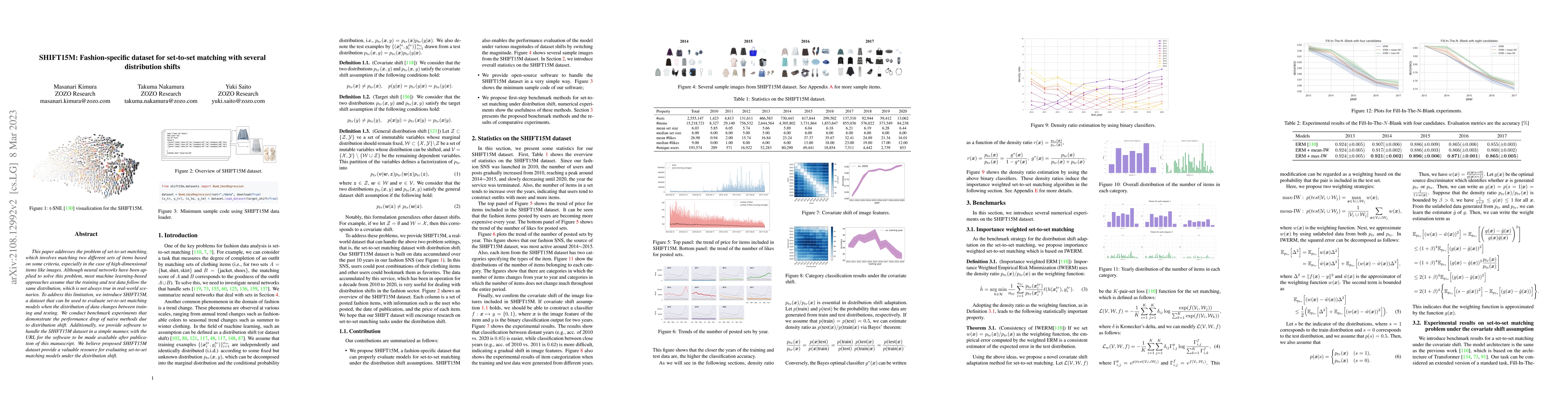 Thumbnail for SHIFT15M: Fashion-specific dataset for set-to-set matching with several
  distribution shifts