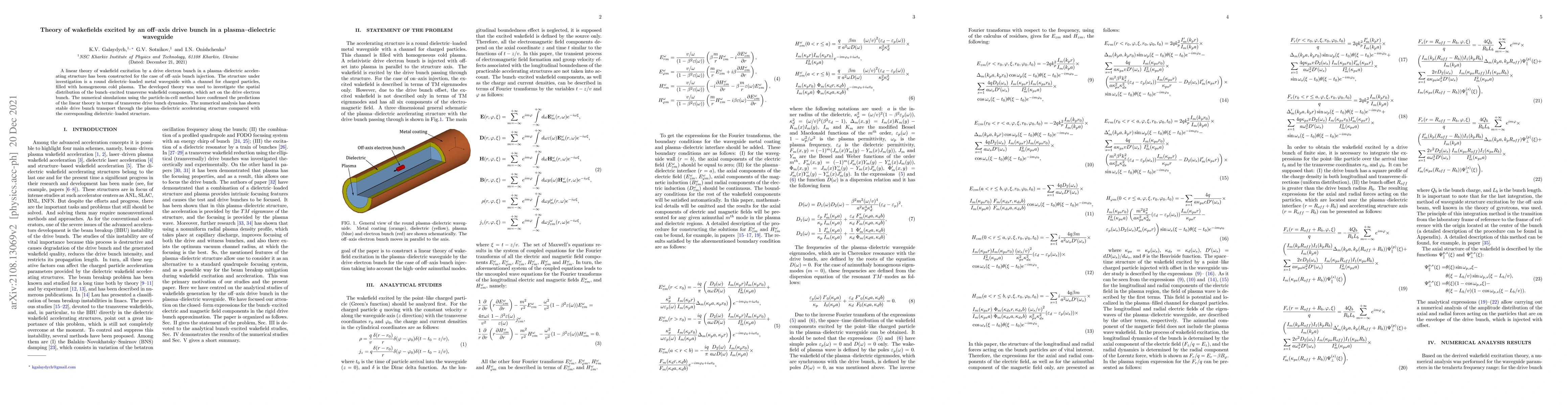 Thumbnail for Theory of wakefields excited by an off-axis drive bunch in a
  plasma-dielectric waveguide