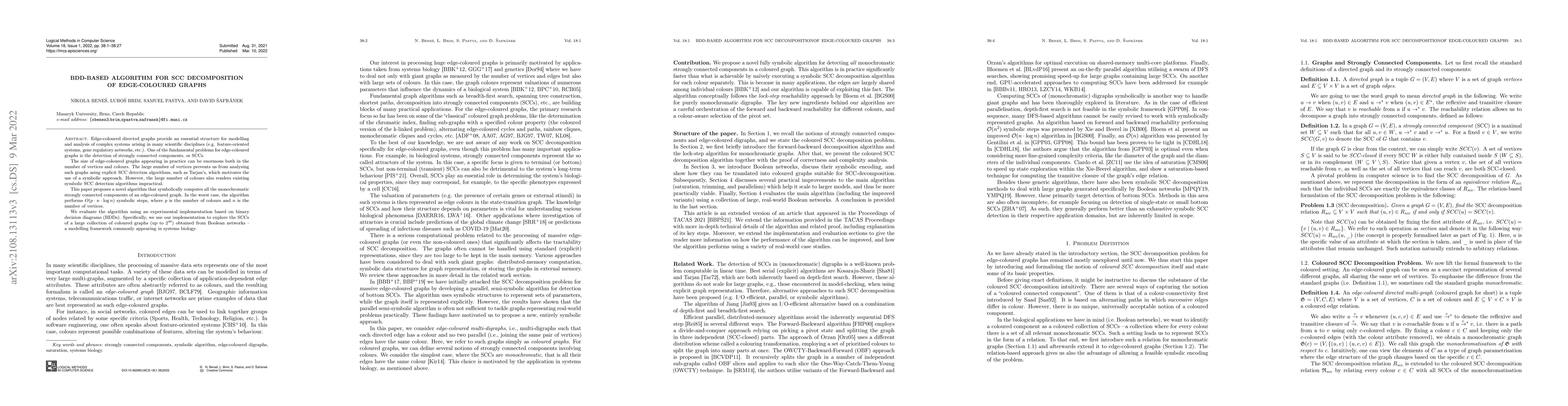 Thumbnail for BDD-Based Algorithm for SCC Decomposition of Edge-Coloured Graphs