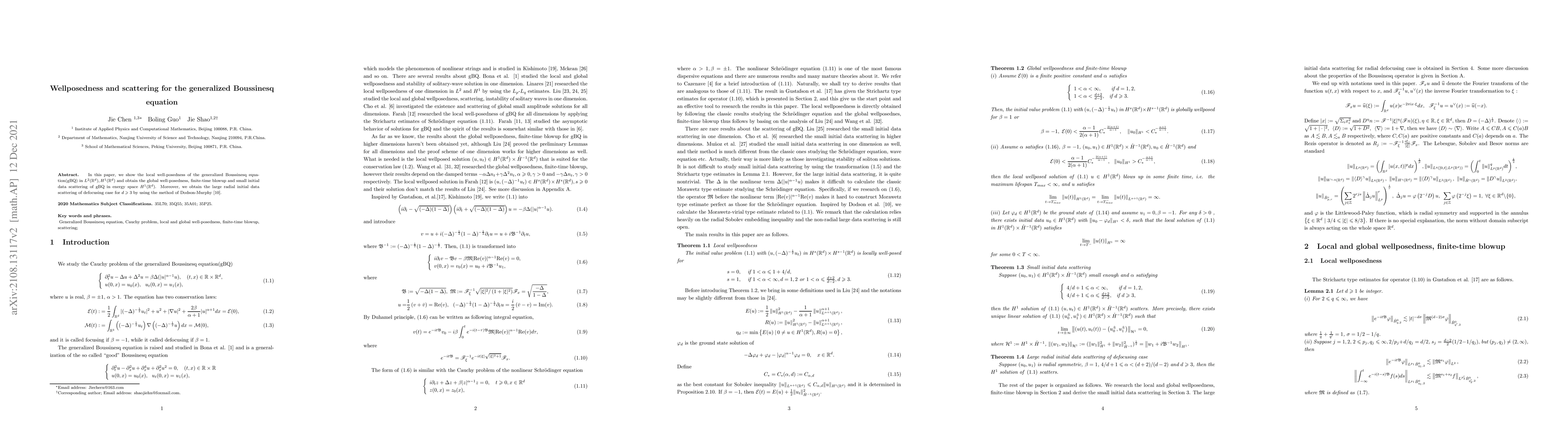 Thumbnail for Wellposedness and scattering for the generalized Boussinesq equation