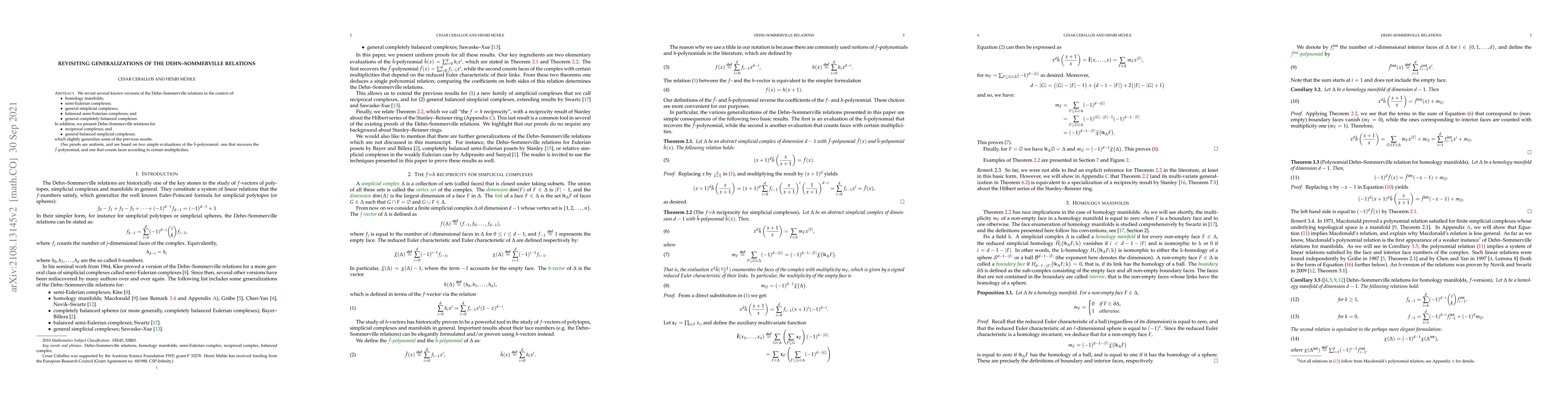 Thumbnail for Revisiting Generalizations of the Dehn--Sommerville Relations