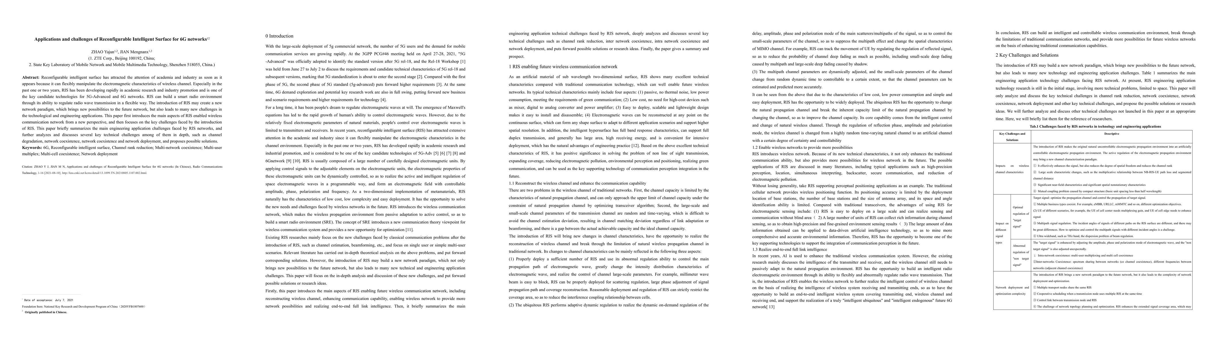 Thumbnail for Applications and challenges of Reconfigurable Intelligent Surface for 6G
  networks