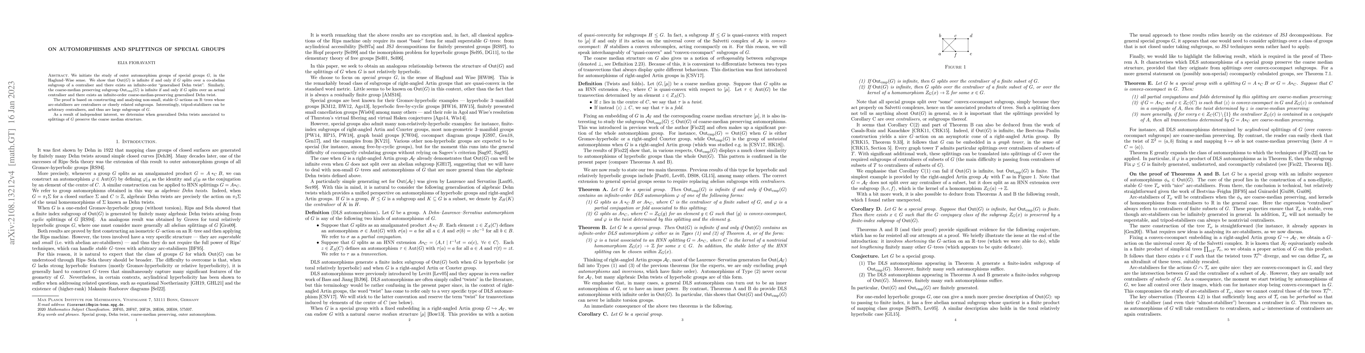 Thumbnail for On automorphisms and splittings of special groups