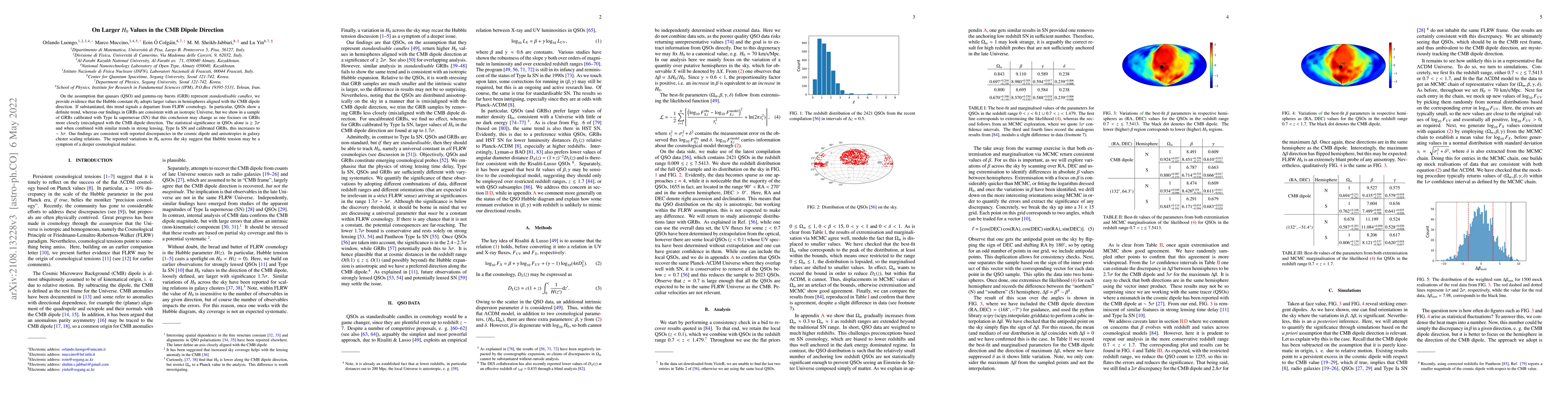 Thumbnail for On Larger $H_0$ Values in the CMB Dipole Direction