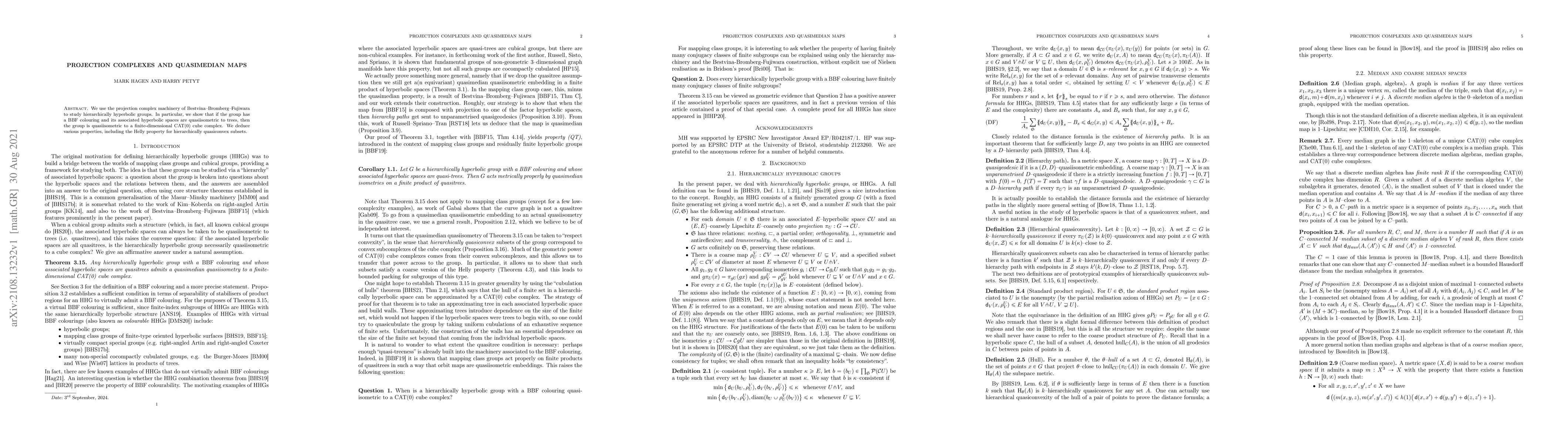 Thumbnail for Projection complexes and quasimedian maps