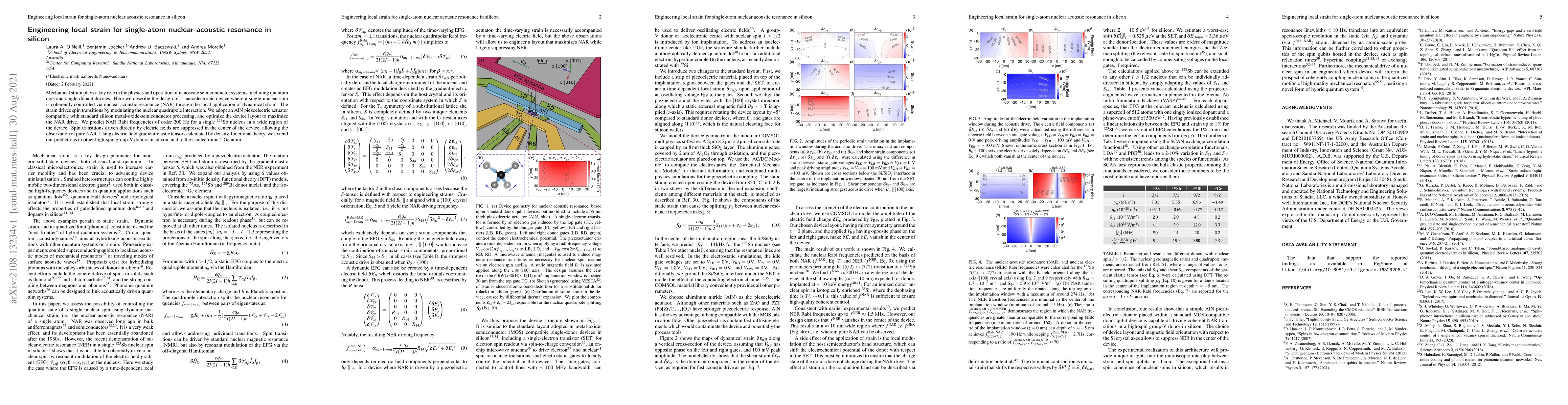 Thumbnail for Engineering local strain for single-atom nuclear acoustic resonance in
  silicon