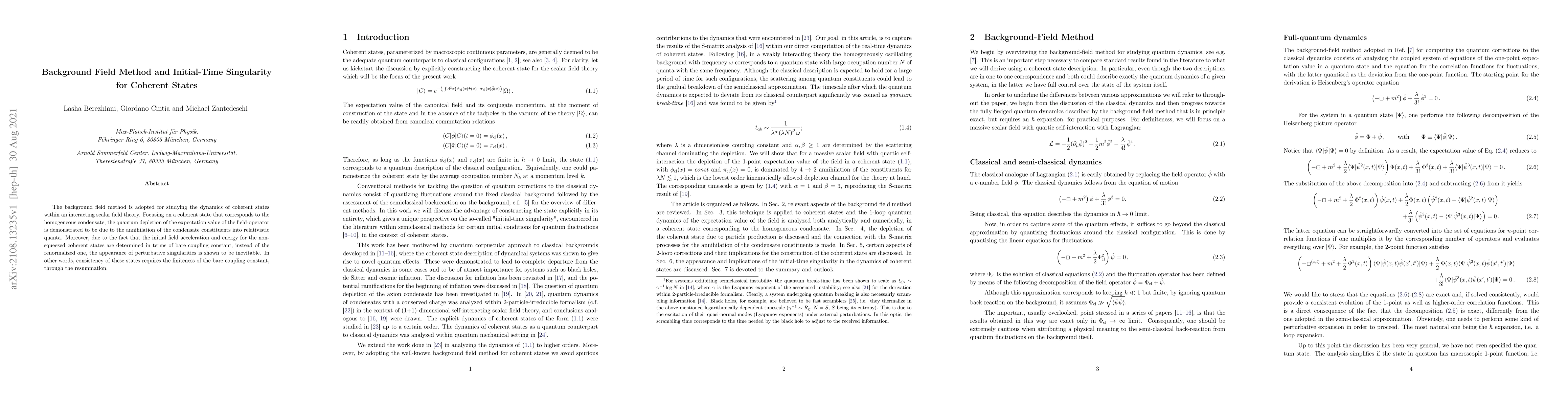 Thumbnail for Background Field Method and Initial-Time Singularity for Coherent States