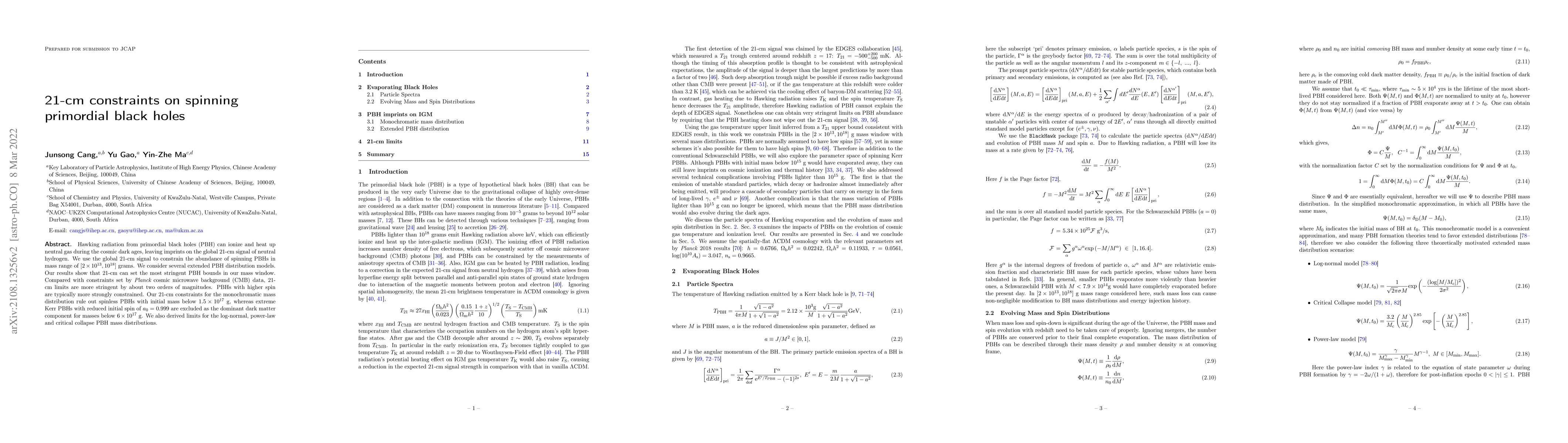 Thumbnail for 21-cm constraints on spinning primordial black holes