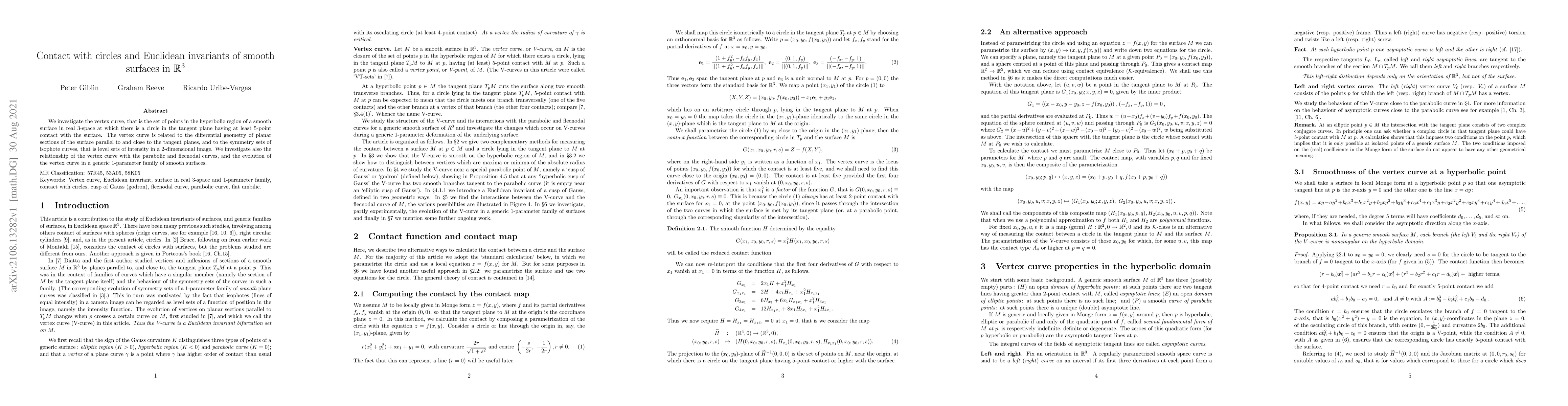 Thumbnail for Contact with circles and Euclidean invariants of smooth surfaces in R^3
