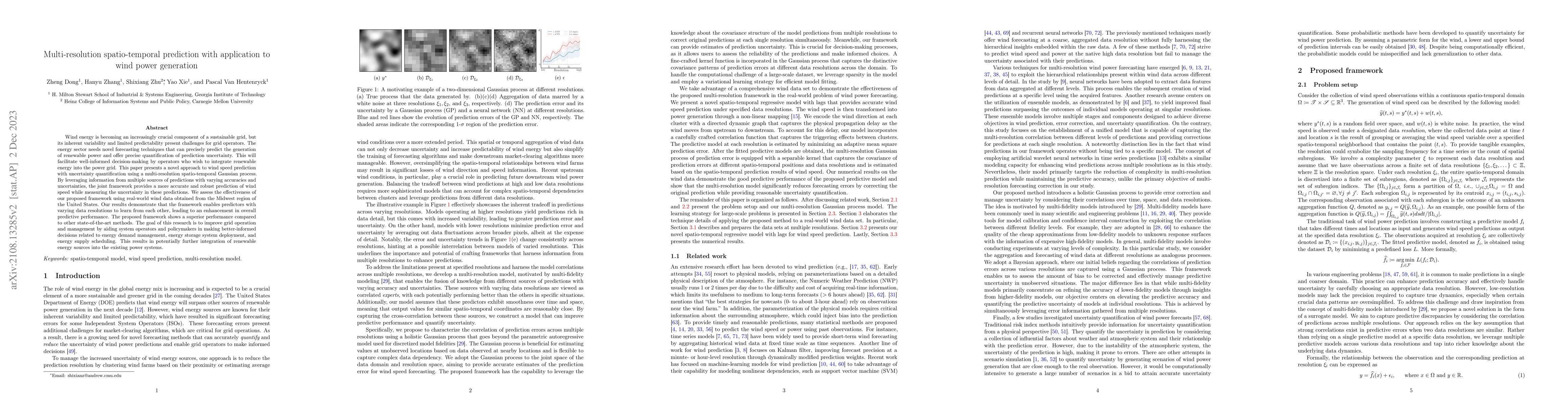 Thumbnail for Multi-resolution spatio-temporal prediction with application to wind
  power generation