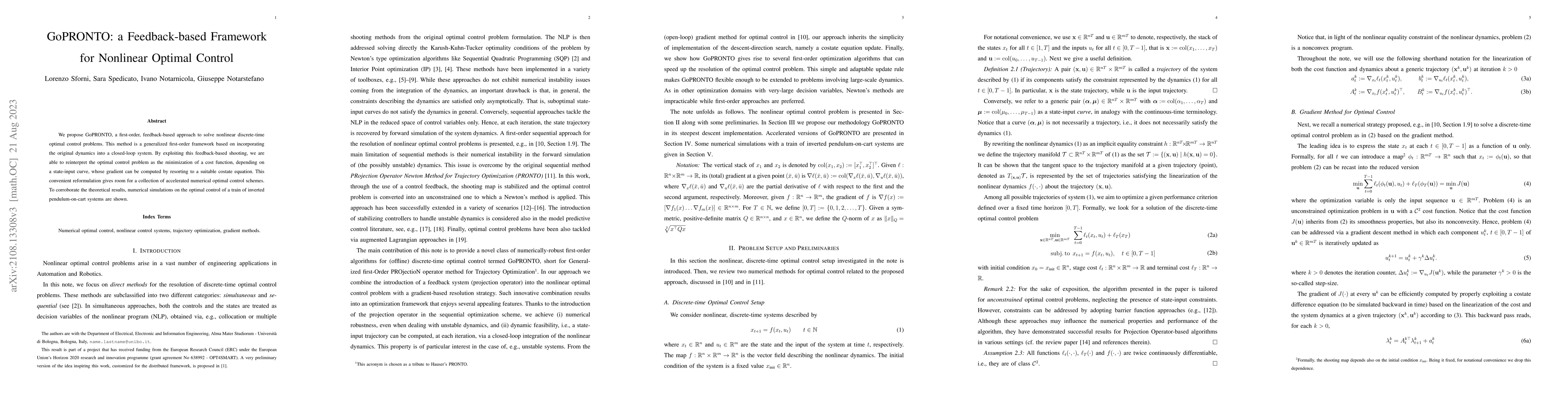 Thumbnail for GoPRONTO: a Feedback-based Framework for Nonlinear Optimal Control