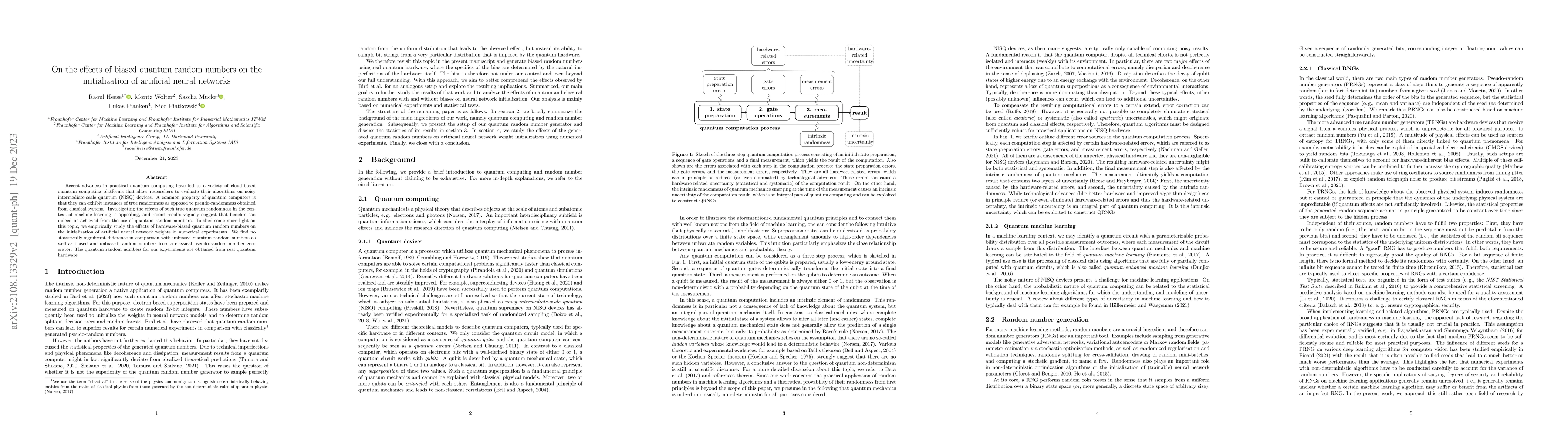 Thumbnail for On the effects of biased quantum random numbers on the initialization of
  artificial neural networks