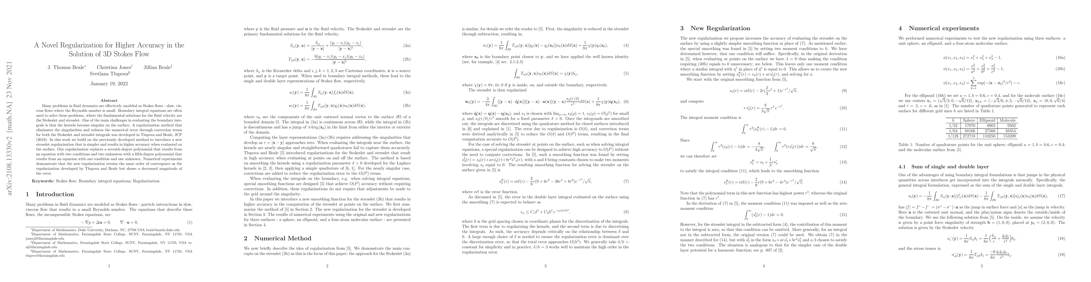 Thumbnail for A Novel Regularization for Higher Accuracy in the Solution of 3D Stokes
  Flow
