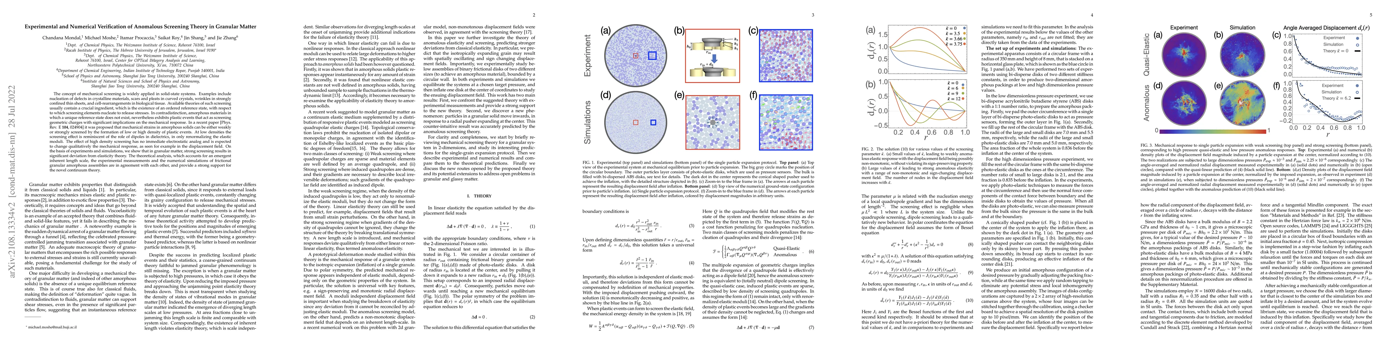 Thumbnail for Experimental and Numerical Verification of Anomalous Screening Theory in
  Granular Matter