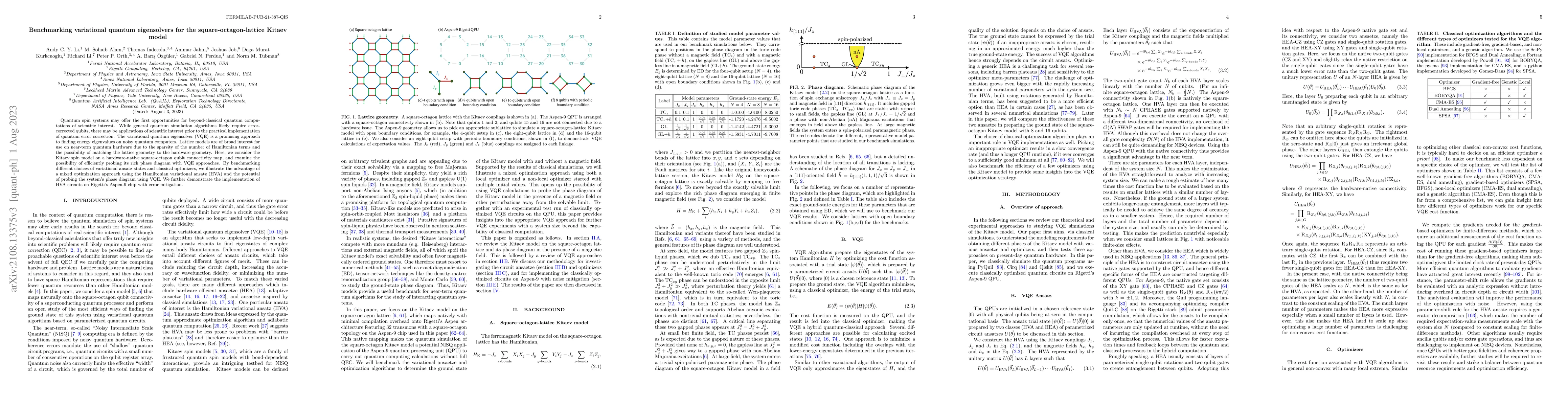 Thumbnail for Benchmarking variational quantum eigensolvers for the
  square-octagon-lattice Kitaev model