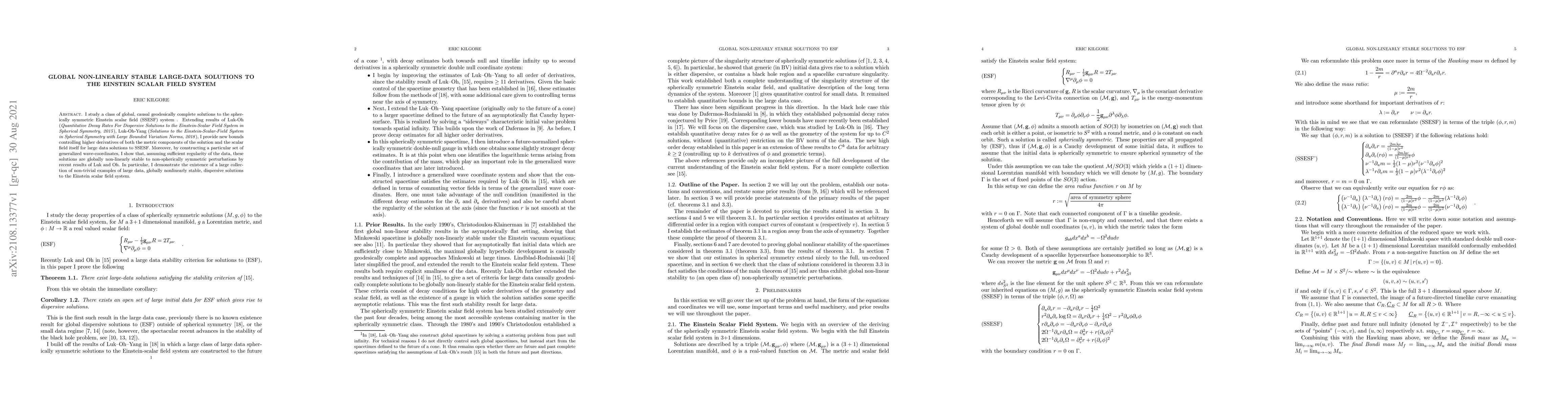 Thumbnail for Global Non-Linearly Stable Large-Data Solutions to the Einstein Scalar
  Field System