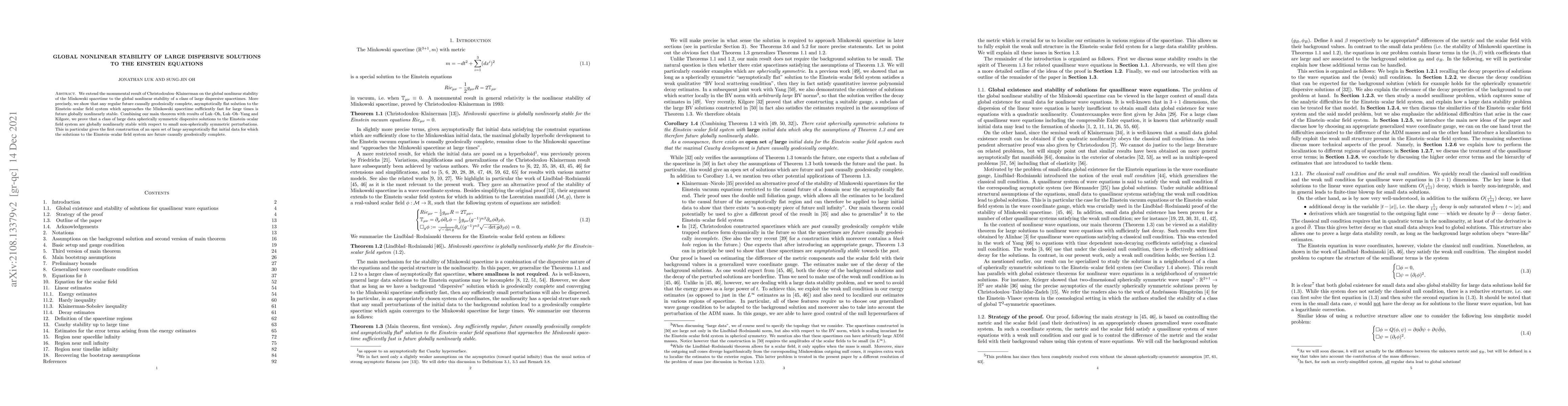Thumbnail for Global nonlinear stability of large dispersive solutions to the Einstein
  equations
