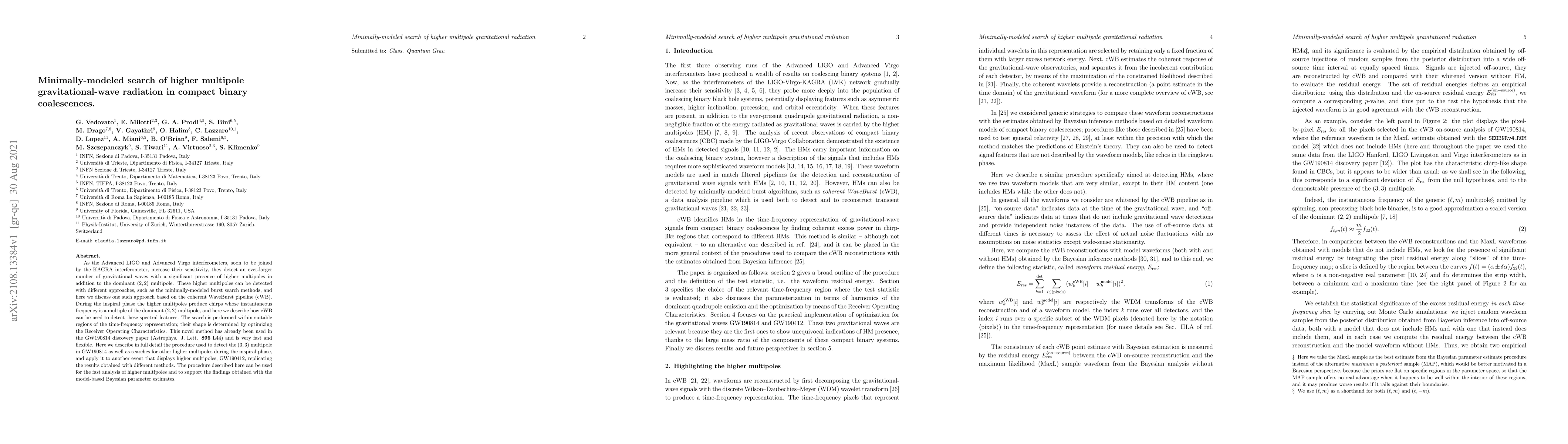 Thumbnail for Minimally-modeled search of higher multipole gravitational-wave
  radiation in compact binary coalescence