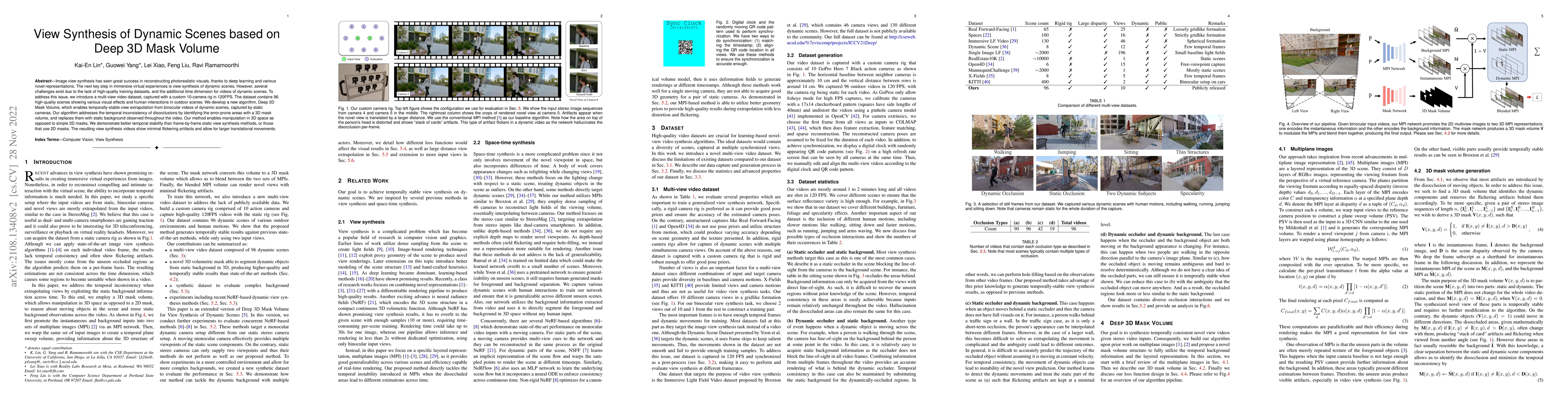 Thumbnail for View Synthesis of Dynamic Scenes based on Deep 3D Mask Volume