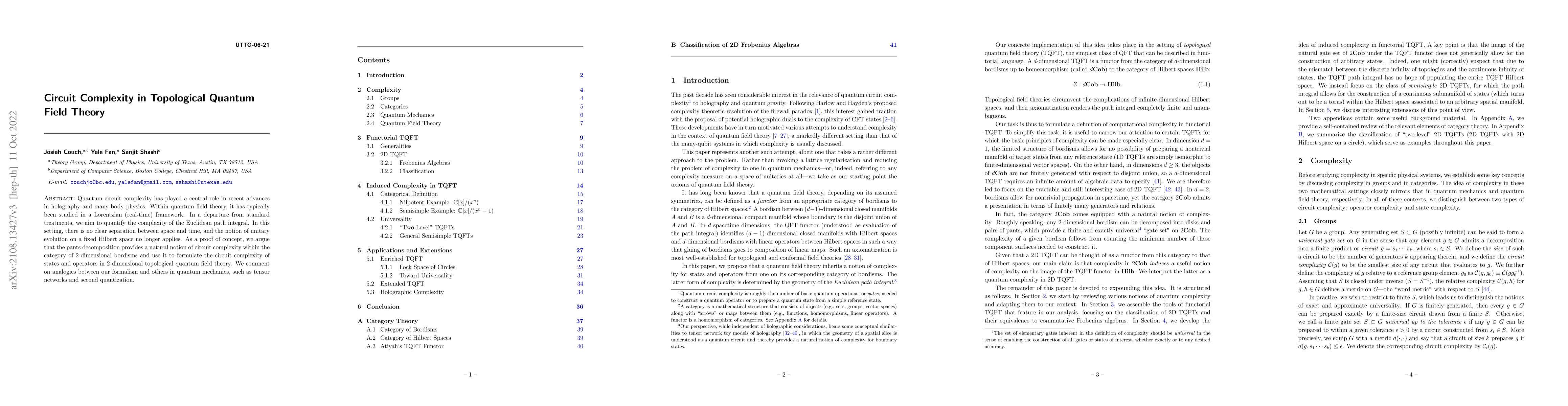 Thumbnail for Circuit Complexity in Topological Quantum Field Theory