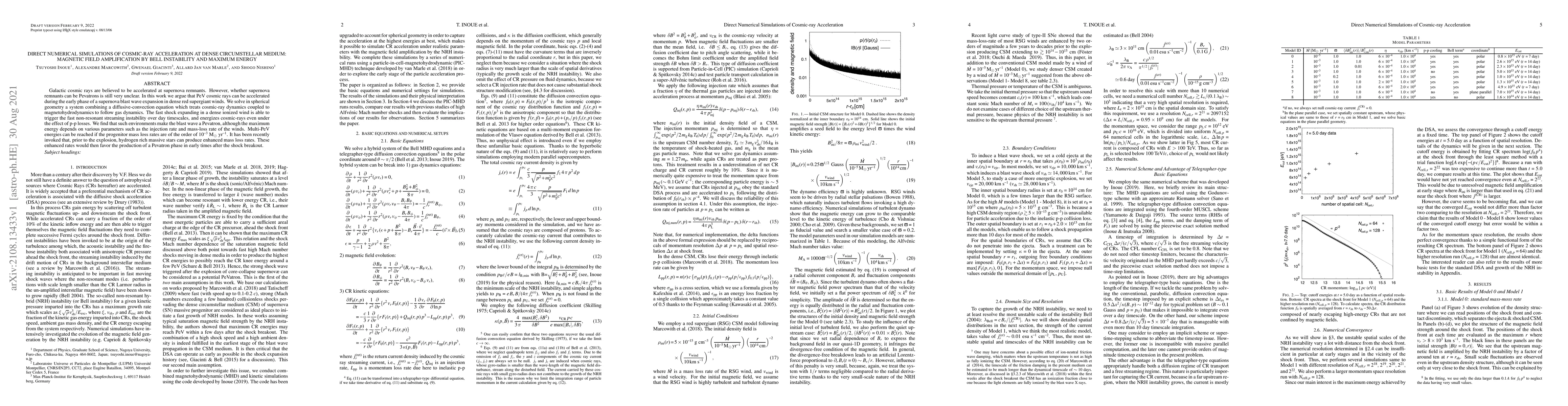 Thumbnail for Direct Numerical Simulations of Cosmic-ray Acceleration at Dense
  Circumstellar Medium: Magnetic Field Amplification by Bell Instability and
  Maximum Energy