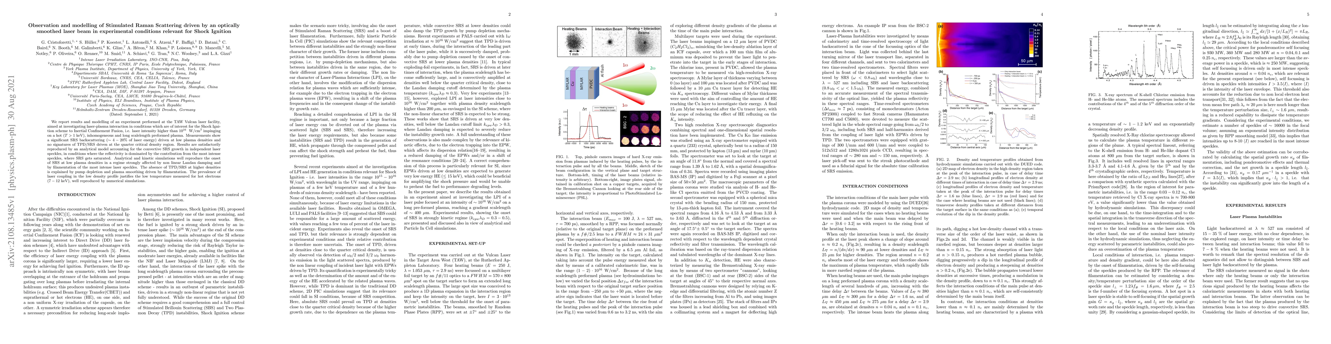 Thumbnail for Observation and modelling of Stimulated Raman Scattering driven by an
  optically smoothed laser beam in experimental conditions relevant for Shock
  Ignition