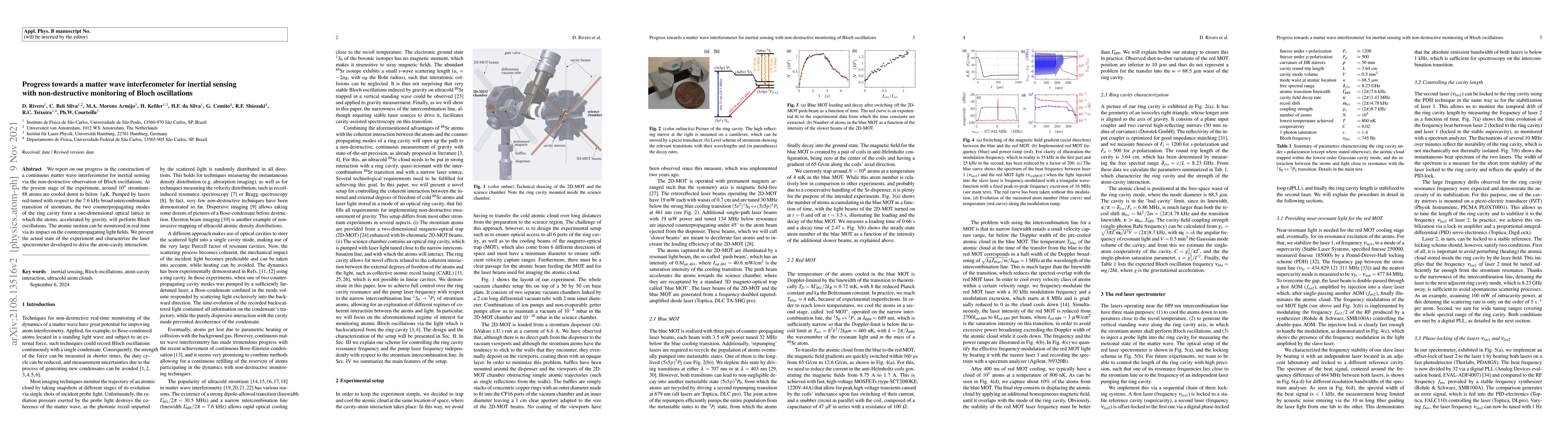 Thumbnail for Progress towards a matter wave interferometer for inertial sensing with
  non-destructive monitoring of Bloch oscillations