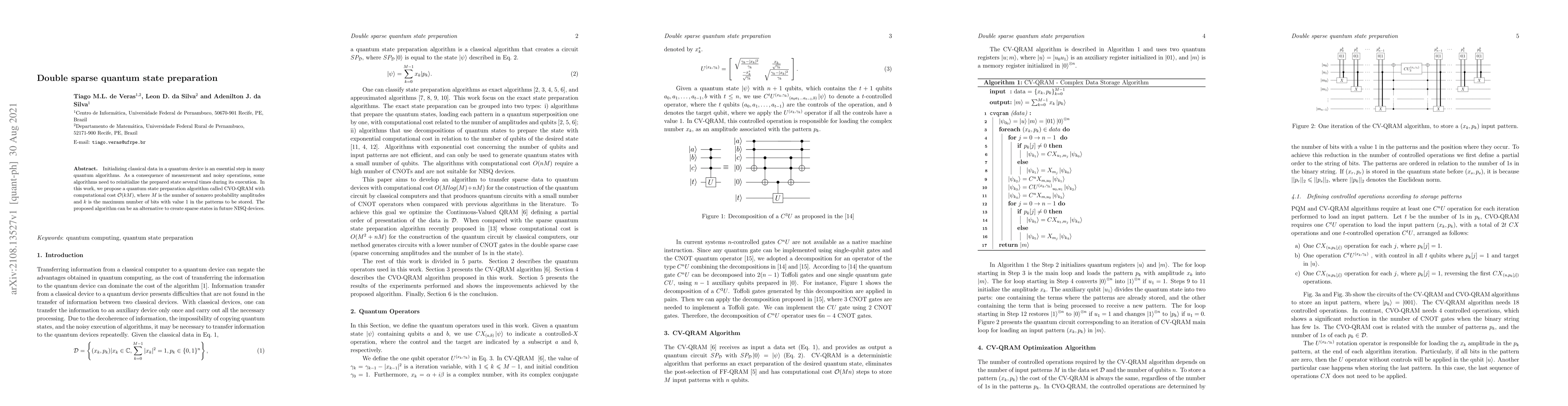 Thumbnail for Double sparse quantum state preparation