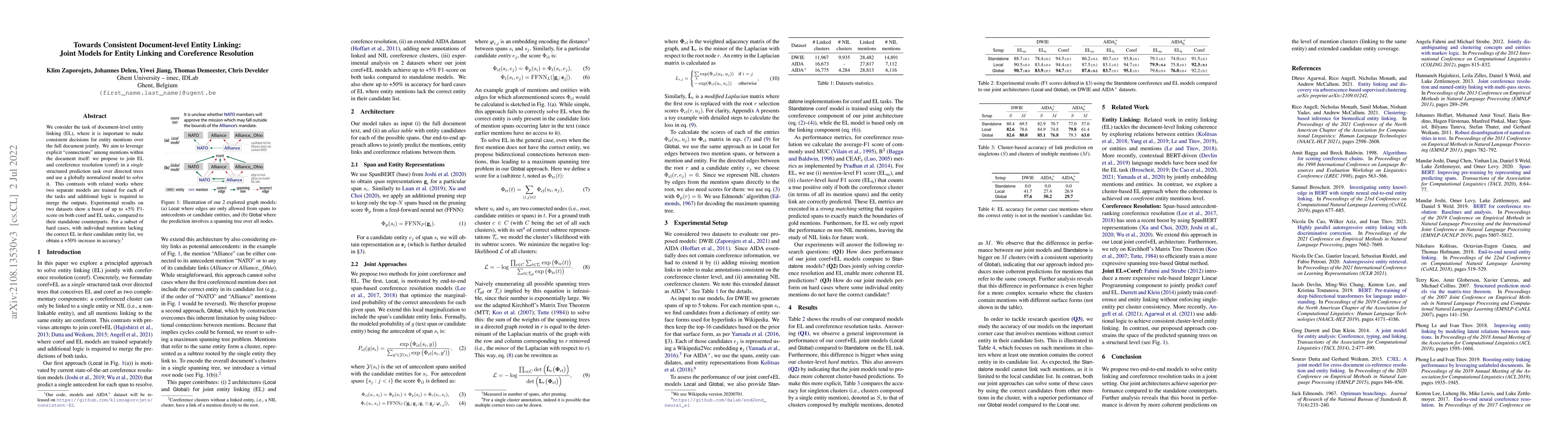 Thumbnail for Towards Consistent Document-level Entity Linking: Joint Models for
  Entity Linking and Coreference Resolution