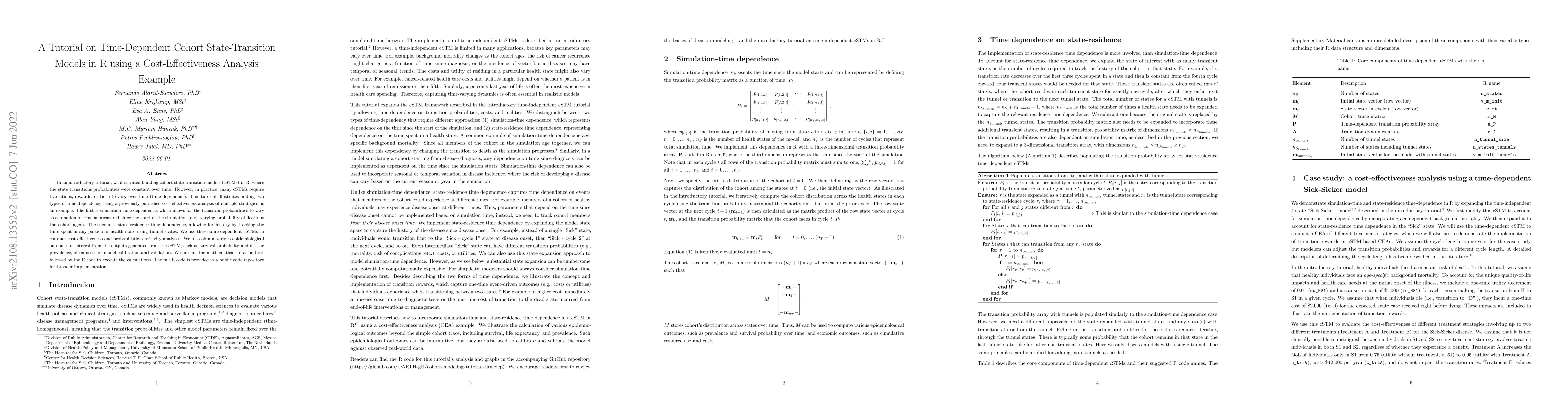 Thumbnail for A Tutorial on Time-Dependent Cohort State-Transition Models in R using a
  Cost-Effectiveness Analysis Example