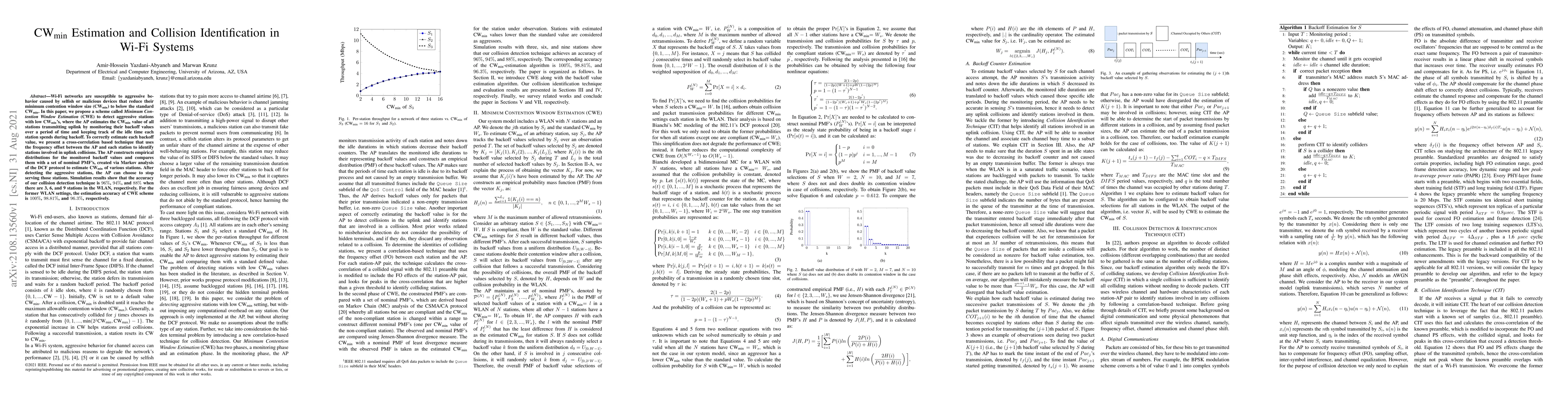 Thumbnail for CWmin Estimation and Collision Identification in Wi-Fi Systems