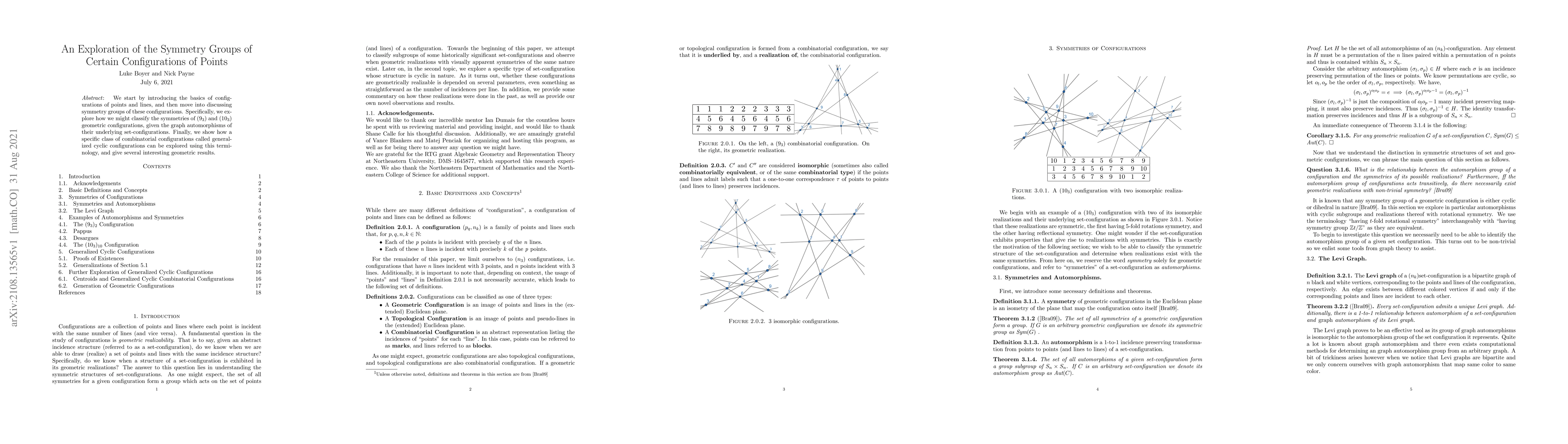 Thumbnail for An Exploration of the Symmetry Groups of Certain Configurations of
  Points