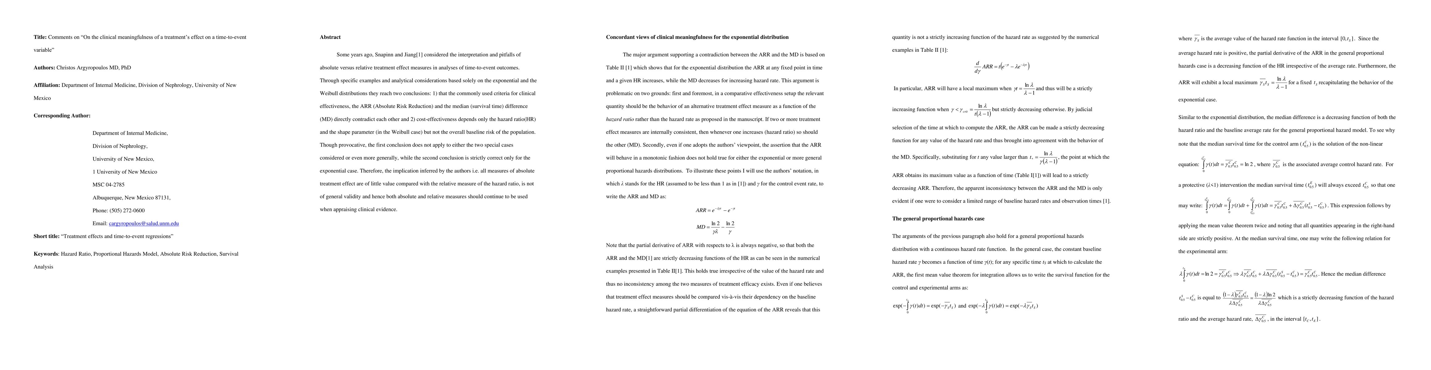Thumbnail for Comments on The clinical meaningfulness of a treatment's effect on a
  time-to-event variable