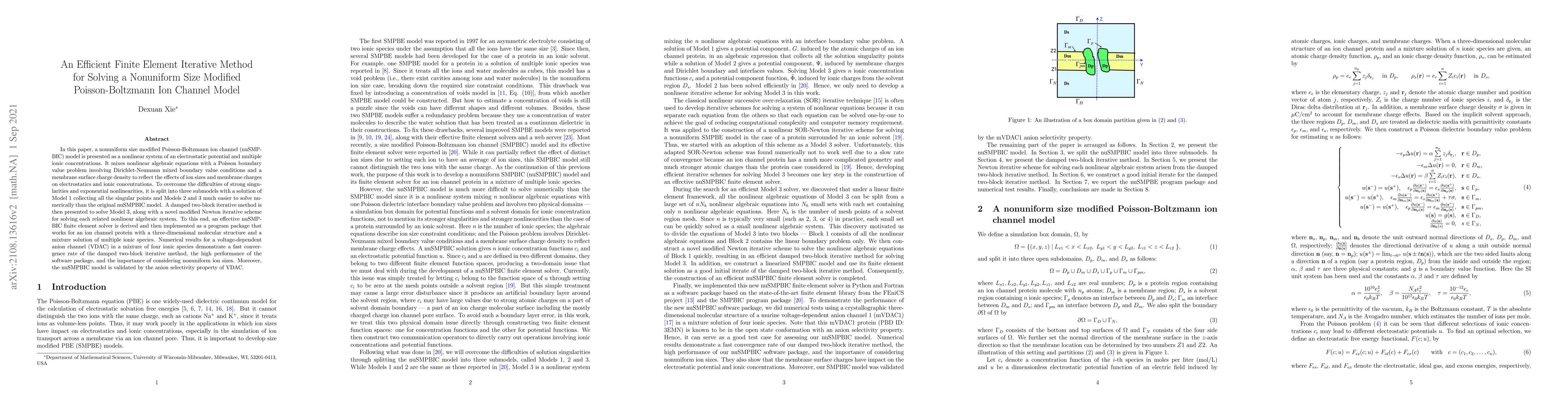 Thumbnail for An Efficient Finite Element Iterative Method for Solving a Nonuniform
  Size Modified Poisson-Boltzmann Ion Channel Model