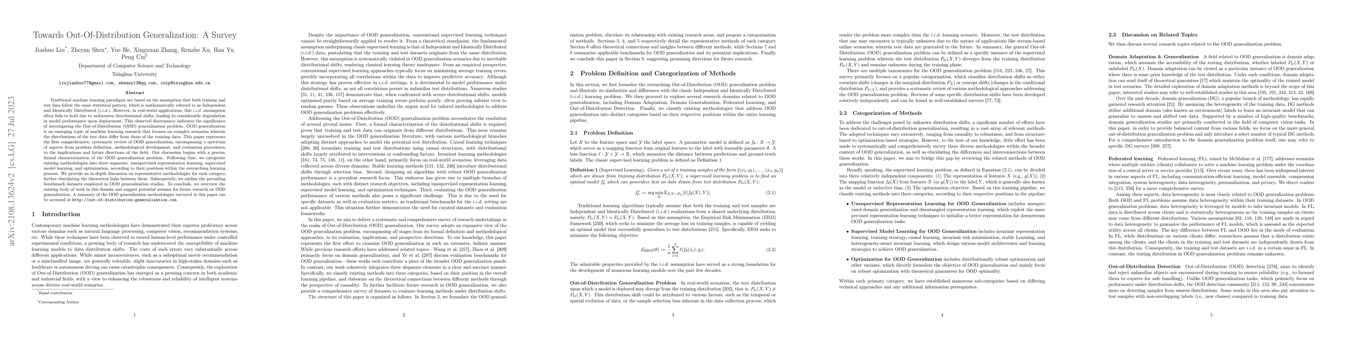 Thumbnail for Towards Out-Of-Distribution Generalization: A Survey
