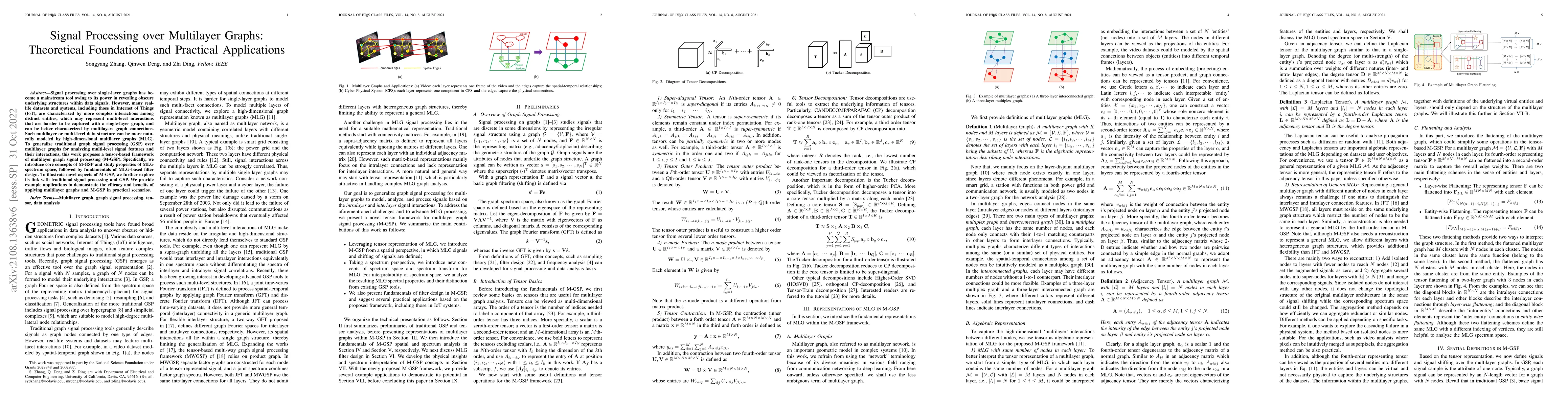 Thumbnail for Signal Processing over Multilayer Graphs: Theoretical Foundations and
  Practical Applications