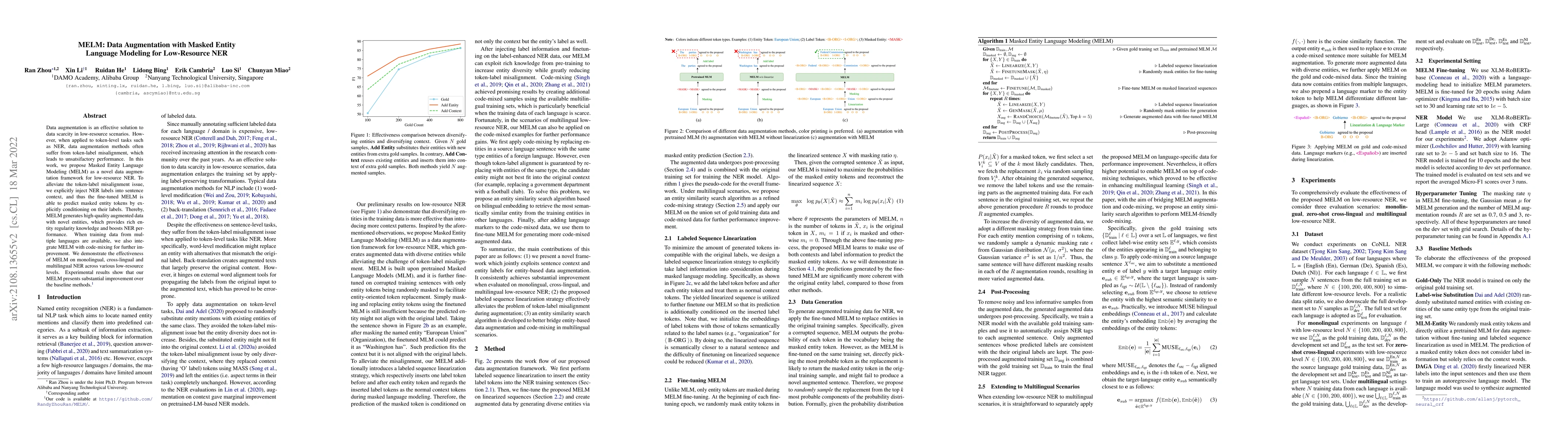 Thumbnail for MELM: Data Augmentation with Masked Entity Language Modeling for
  Low-Resource NER