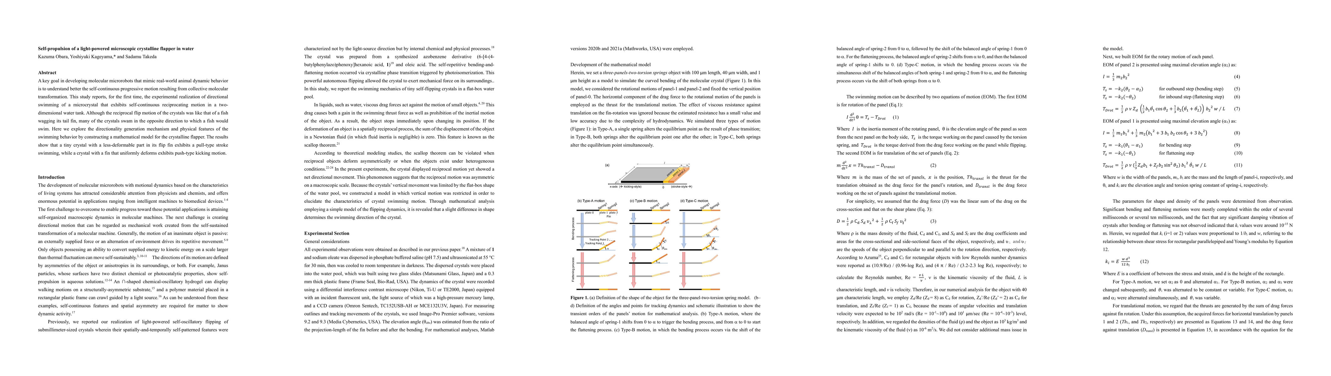 Thumbnail for Self-propulsion of a light-powered microscopic crystalline flapper in
  water