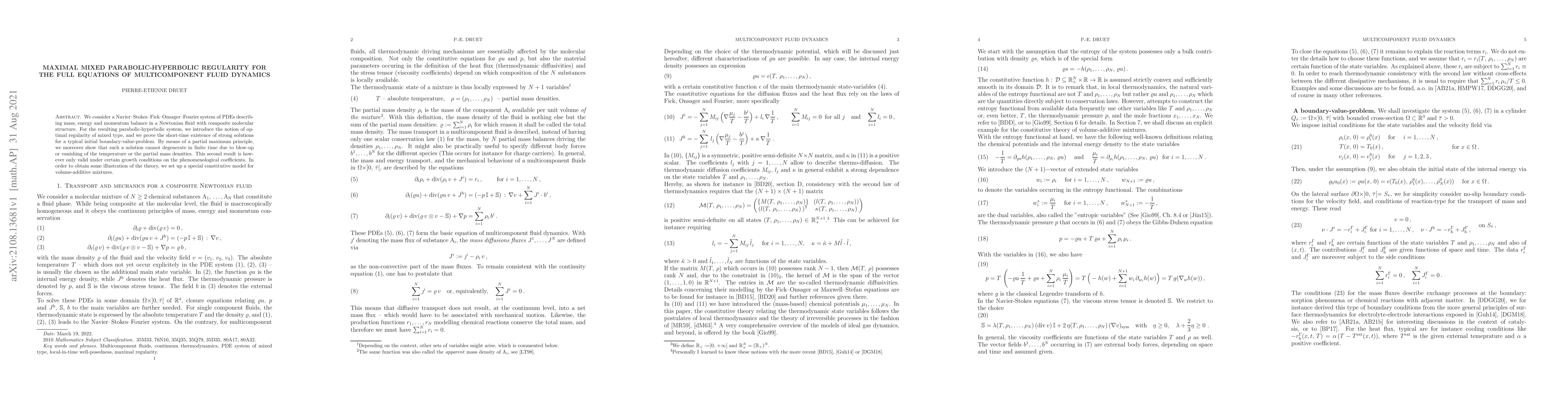 Thumbnail for Maximal mixed parabolic-hyperbolic regularity for the full equations of
  multicomponent fluid dynamics