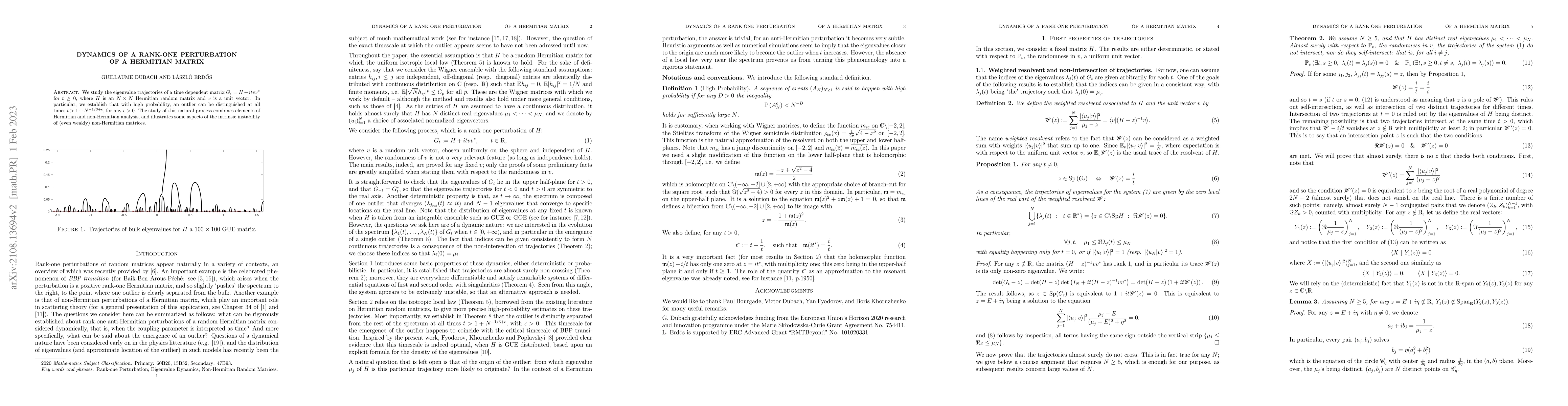 Thumbnail for Dynamics of a rank-one perturbation of a Hermitian matrix