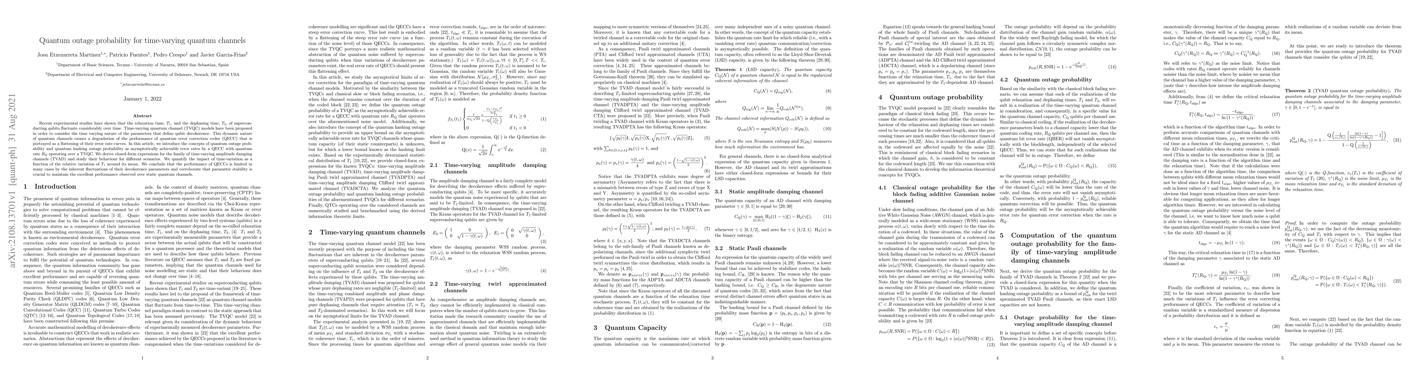 Thumbnail for Quantum outage probability for time-varying quantum channels