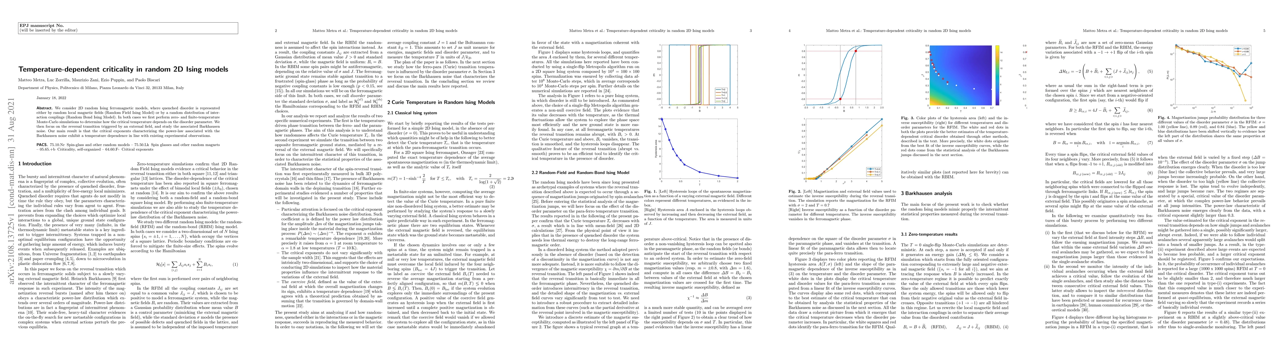 Thumbnail for Temperature-dependent criticality in random 2D Ising models