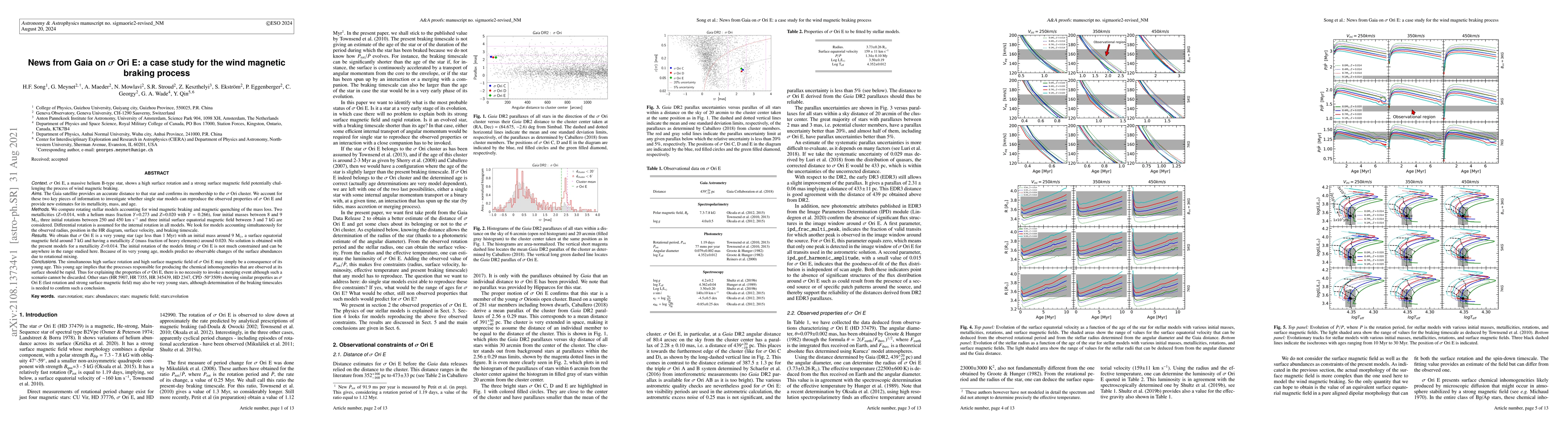 Thumbnail for News from Gaia on sigma Ori E: a case study for the wind magnetic
  braking process
