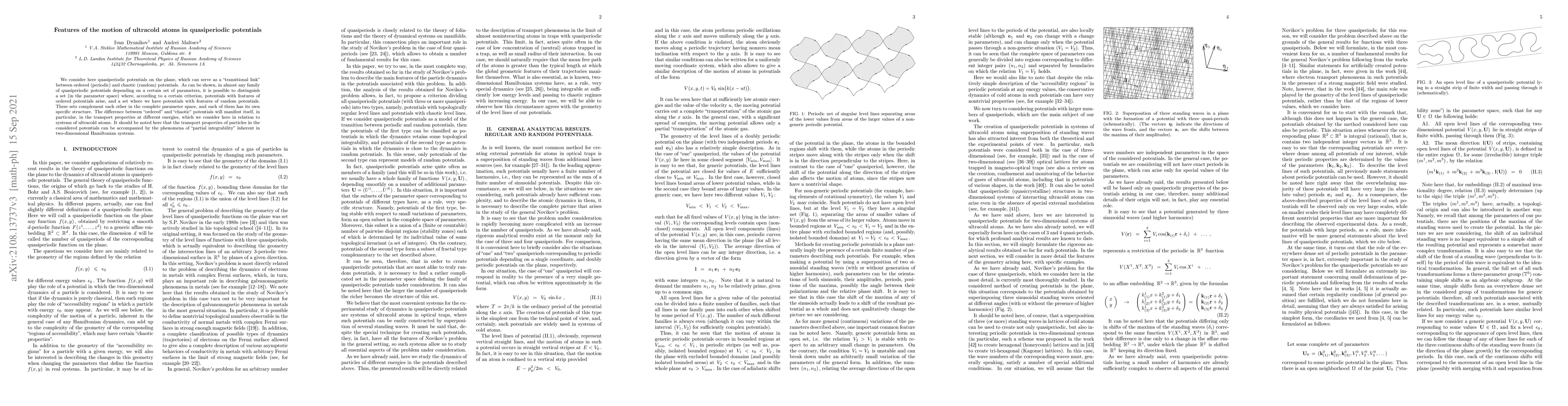 Thumbnail for Features of the motion of ultracold atoms in quasiperiodic potentials