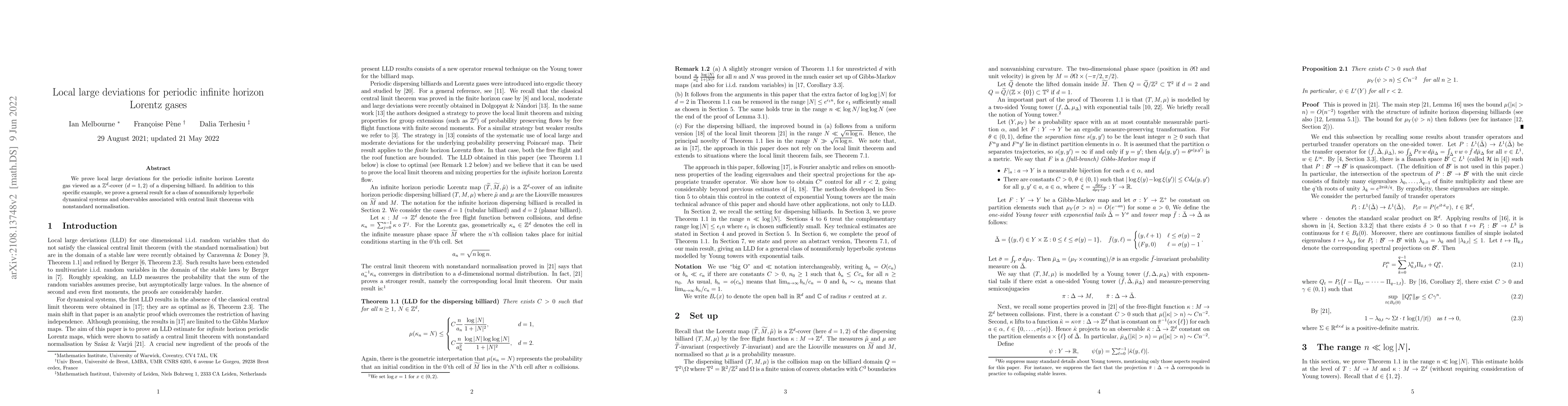 Thumbnail for Local large deviations for periodic infinite horizon Lorentz gases
