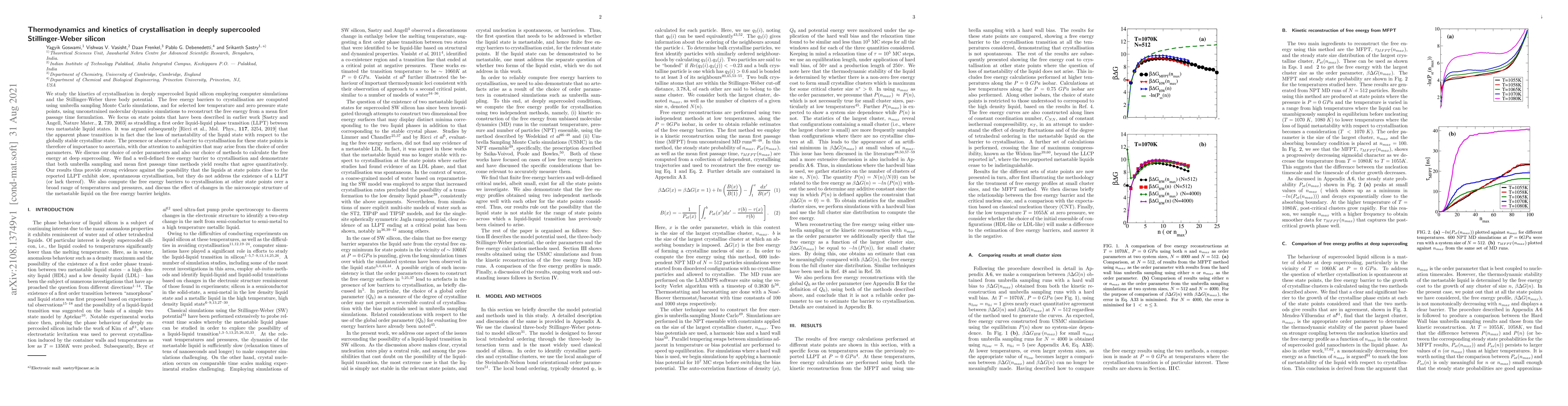 Thumbnail for Thermodynamics and kinetics of crystallisation in deeply supercooled
  Stillinger-Weber silicon